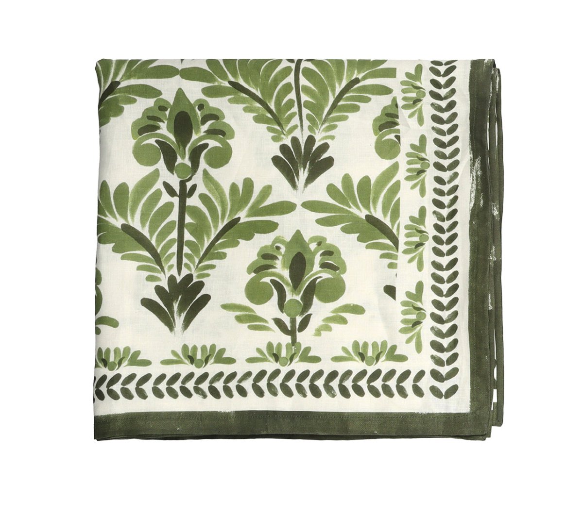 Botanica Tablecloth in Ivory & Green by Kim Seybert Ivory/Green 126"L x 54"W x 0.1"H at FIG LINENS AND HOME 2
