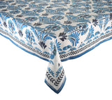 Botanica Tablecloth in Ivory & Navy by Kim Seybert Ivory/Navy 126"L x 54"W x 0.1"H at FIG LINENS AND HOME 1