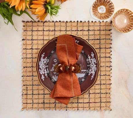 Boucle Brown/Multi Placemat Detail 2 | Kim Seybert at Fig Linens and Home