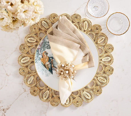 Kim Seybert Bramble Napkin Rings Ivory, Natural & Gold | Fig Linens and Home Lifestyle 2