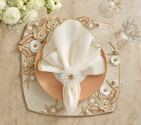 Bramble Placemat in Ivory Natural & Gold, Set of 2 by Kim Seybert at Fig Linens and Home 5