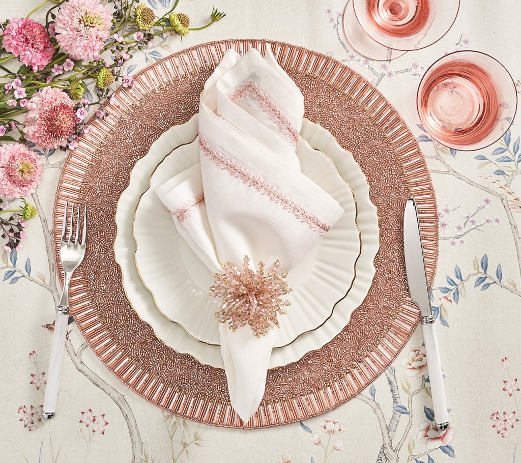 Brilliant Napkin Ring in Blush Set of 4 by Kim Seybert at Fig LInens and Home - Lifestyle 8