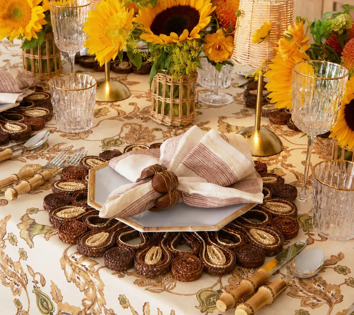 Broad Stripe Brown/White Napkin Detail 4 | Kim Seybert at Fig Linens and Home