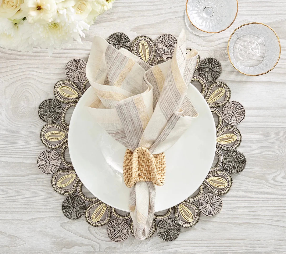 Broad Stripe Gray/White Napkin Detail 3 | Kim Seybert at Fig Linens and Home