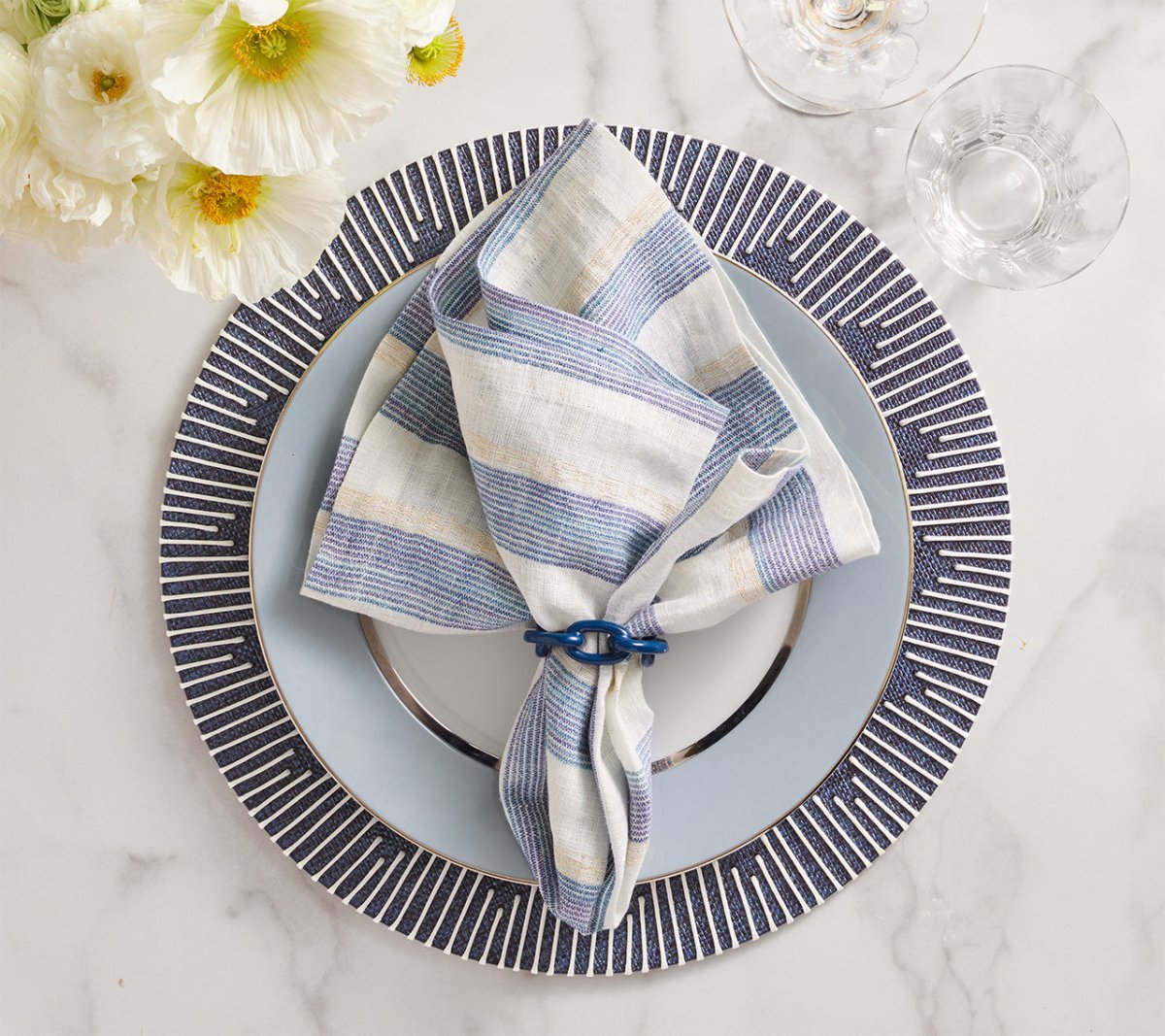 Broad Stripe Napkins in Blue & White by Kim Seybert at Fig Linens and Home 2