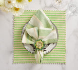 Broad Stripe Napkins in Green & White by Kim Seybert at Fig Linens and Home - View 4