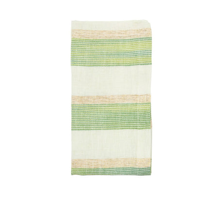 Broad Stripe Napkins in Green & White by Kim Seybert at Fig Linens and Home - View 1