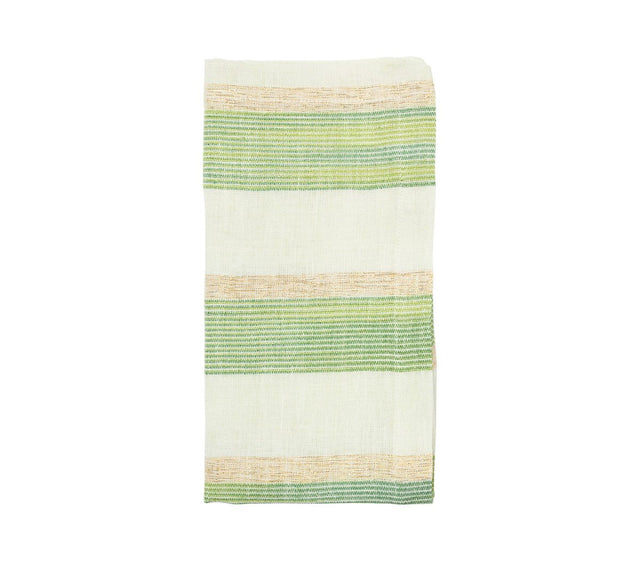 Broad Stripe Napkins in Green & White by Kim Seybert at Fig Linens and Home - View 1