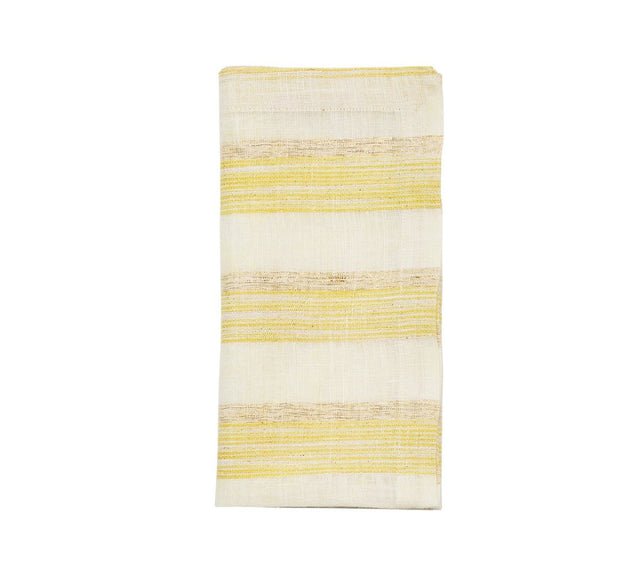 Broad Stripe Napkins in Yellow & White by Kim Seybert at Fig Linens and Home - View 1