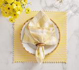 Broad Stripe Napkins in Yellow & White by Kim Seybert at Fig Linens and Home - View 3