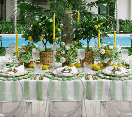 Broad Stripe Tablecloth in Green & White by Kim Seybert at Fig Linens and Home 3