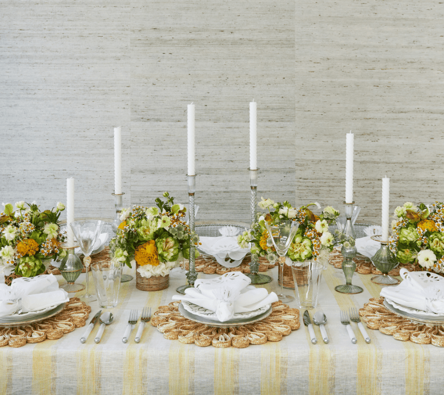 Broad Stripe Tablecloth in Yellow & White by Kim Seybert at Fig Linens and Home 2