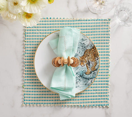 Calypso Napkin Ring in Natural & Brown Set of 4 by Kim Seybert at Fig Linens and Home 3