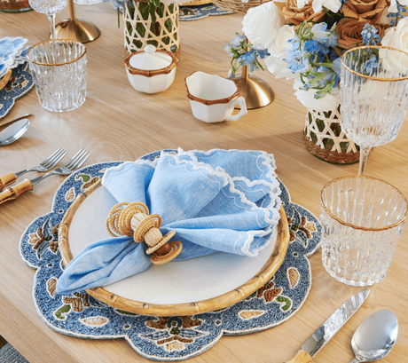 Calypso Napkin Ring in Natural & Brown Set of 4 by Kim Seybert at Fig Linens and Home 4