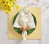 Calypso Napkin Ring in Natural & Green Set of 4 by Kim Seybert at Fig Linens and Home - Lifestyle 3