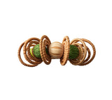 Calypso Napkin Ring in Natural & Green Set of 4 by Kim Seybert at Fig Linens and Home 1