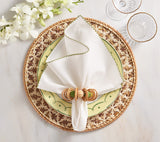 Calypso Napkin Ring in Natural & Green Set of 4 by Kim Seybert at Fig Linens and Home - Lifestyle 5