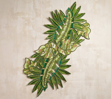 Calypso Runner in Green & Gold | Kim Seybert Table Runner at Fig Linens and Home 3