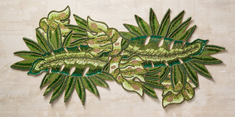 Calypso Runner in Green & Gold | Kim Seybert Table Runner at Fig Linens and Home 5