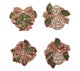 Candy Cane Bow Red/Green/Gold Coaster | Kim Seybert at Fig Linens and Home