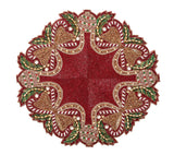 Candy Cane Bow Red/Green/Gold Placemat | Kim Seybert at Fig Linens and Home