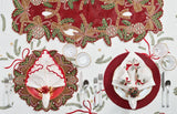 Candy Cane Bow Red/Green/Gold Table Runner Detail 2 | Kim Seybert at Fig Linens and Home