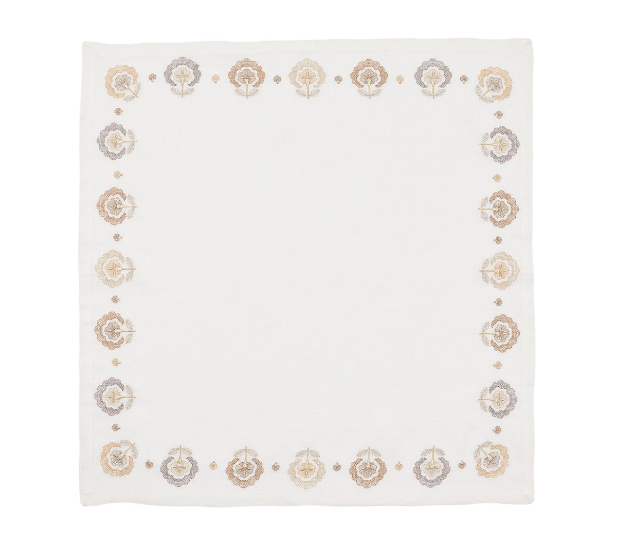Carnation Napkin in White, Natural & Gray by Kim Seybert WHITE/NATURAL/GRAY 21"L x 21"W x 0.1"H - Set of 4 Napkins at FIG LINENS AND HOME 2