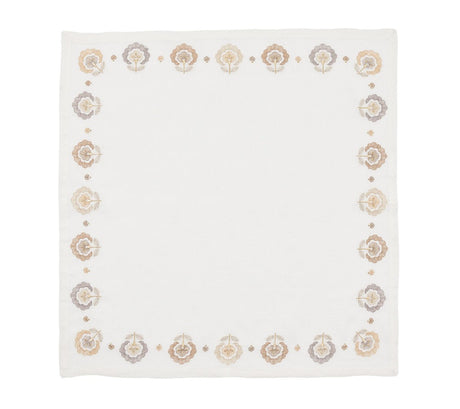 Carnation Napkin in White, Natural & Gray by Kim Seybert WHITE/NATURAL/GRAY 21"L x 21"W x 0.1"H - Set of 4 Napkins at FIG LINENS AND HOME 2