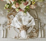 Carnation Napkin in White, Natural & Gray by Kim Seybert WHITE/NATURAL/GRAY 21"L x 21"W x 0.1"H - Set of 4 Napkins at FIG LINENS AND HOME 6