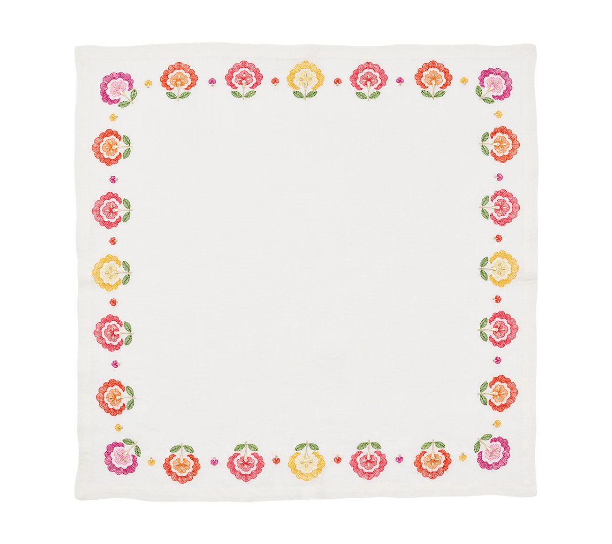 Kim Seybert Carnation Napkins in White, Pink & Orange - Open Set of 4 Napkins at Fig Linens & Home
