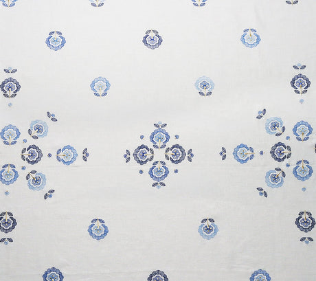 Carnation Tablecloth in White & Blue by Kim Seybert at Fig Linens and Home - View 3