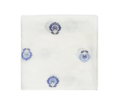 Carnation Tablecloth in White & Blue by Kim Seybert at Fig Linens and Home - View 4