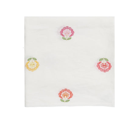 Carnation Tablecloth in White, Pink & Orange by Kim Seybert at Fig Linens and Home 8