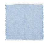 Chambray Fringe Napkin in Blue by Kim Seybert at Fig Linens and Home - Open Flat Napkin View