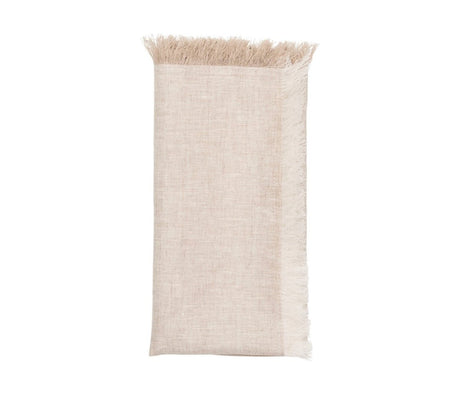 Chambray Fringe Napkin in Natural by Kim Seybert at Fig Linens and Home - Folded View
