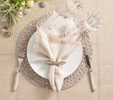 Chambray Fringe Napkin in Natural by Kim Seybert at Fig Linens and Home - Lifestyle View 1