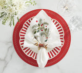 Christmas Carol Napkin in White, Red & Green, Set of 4 Kim Seybert
 at Fig Linens and Home 5