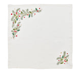 Christmas Carol Napkin in White, Red & Green, Set of 4 Kim Seybert
 at Fig Linens and Home 3