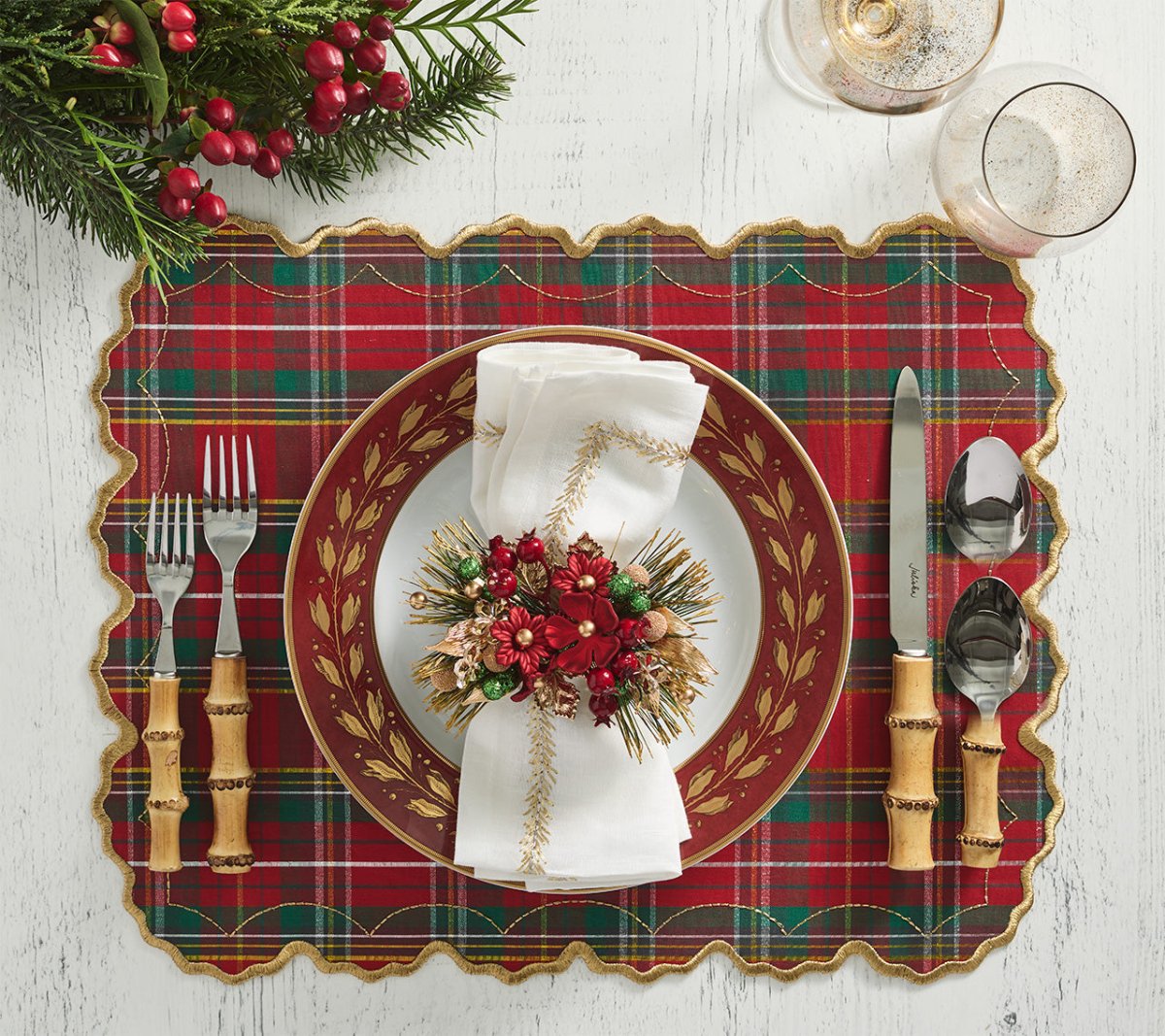 Christmas Carol Napkin Rings Set of 4 by Kim Seybert at Fig Linens and Home - Holiday Table 3