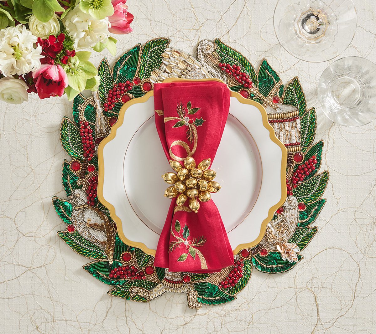 Christmas Carol Placemats Set of 2 by Kim Seybert at Fig Linens and Home - Lifestyle 3