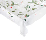 Christmas Carol Tablecloth White, Red & Green | Holiday Table Linens at Fig Linens and Home 1