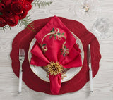 Christmas Napkin in Ribbons Red, Green & Gold - Kim Seybert Holiday Napkins at Fig Linens and Home 4