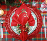 Christmas Napkin in Ribbons Red, Green & Gold - Kim Seybert Holiday Napkins at Fig Linens and Home 1