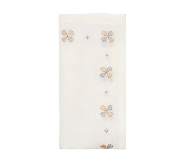 Clover White/Natural/Gray Napkin | Kim Seybert at Fig Linens and Home