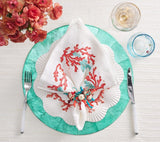 Coral Spray Napkin in White Coral & Turquoise Set of 4 by Kim Seybert at Fig Linens and Home 3