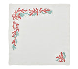 Coral Spray Napkin in White Coral & Turquoise Set of 4 by Kim Seybert at Fig Linens and Home 5