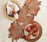 Cornucopia Napkin Ring in Multi, Set of 4 Kim Seybert - Lifestyle photo with runner and napkins