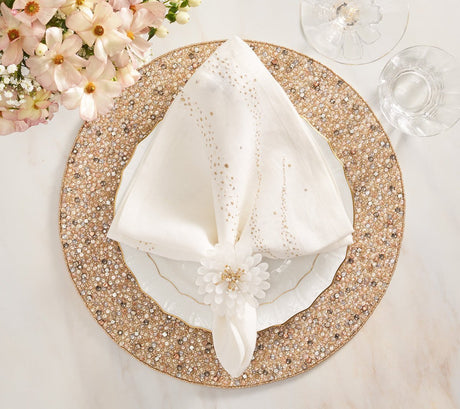Cosmos Napkin Rings in White & Gold by Kim Seybert at Fig Linens and Home 3