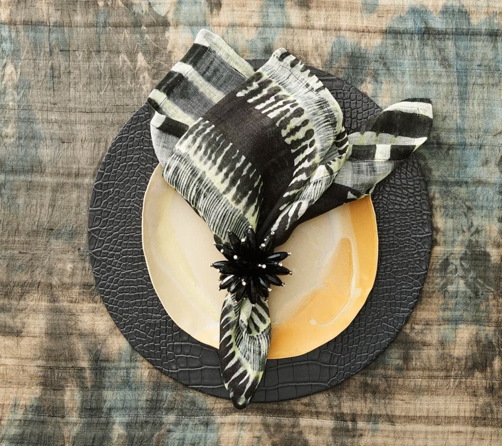 Croco Placemat in Charcoal Set of 4 by Kim Seybert at Fig Linens and Home - Lifestyle 2