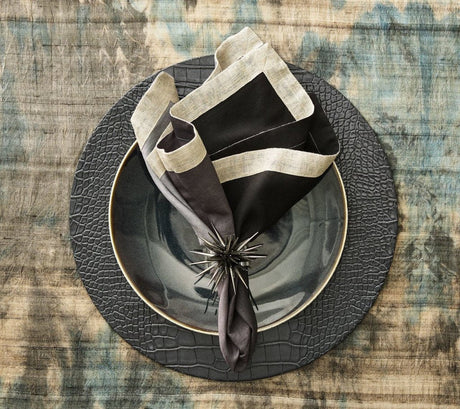Croco Placemat in Charcoal Set of 4 by Kim Seybert at Fig Linens and Home - Lifestyle 1